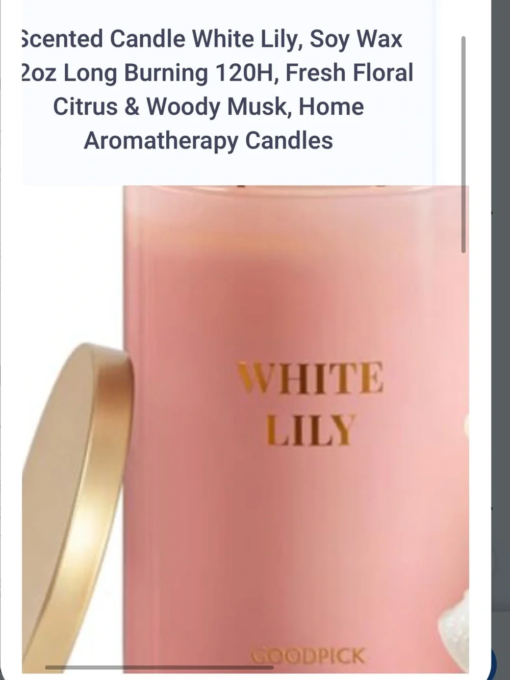 White Lily Scented 2-wick Soy Candle - Pink Glass Jar with Gold Lid XL 20oz